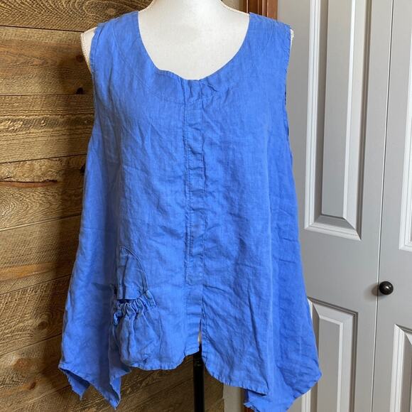 Haris Cotton The Collection front pocket linen sleeveless top Size Medium - Picture 1 of 5